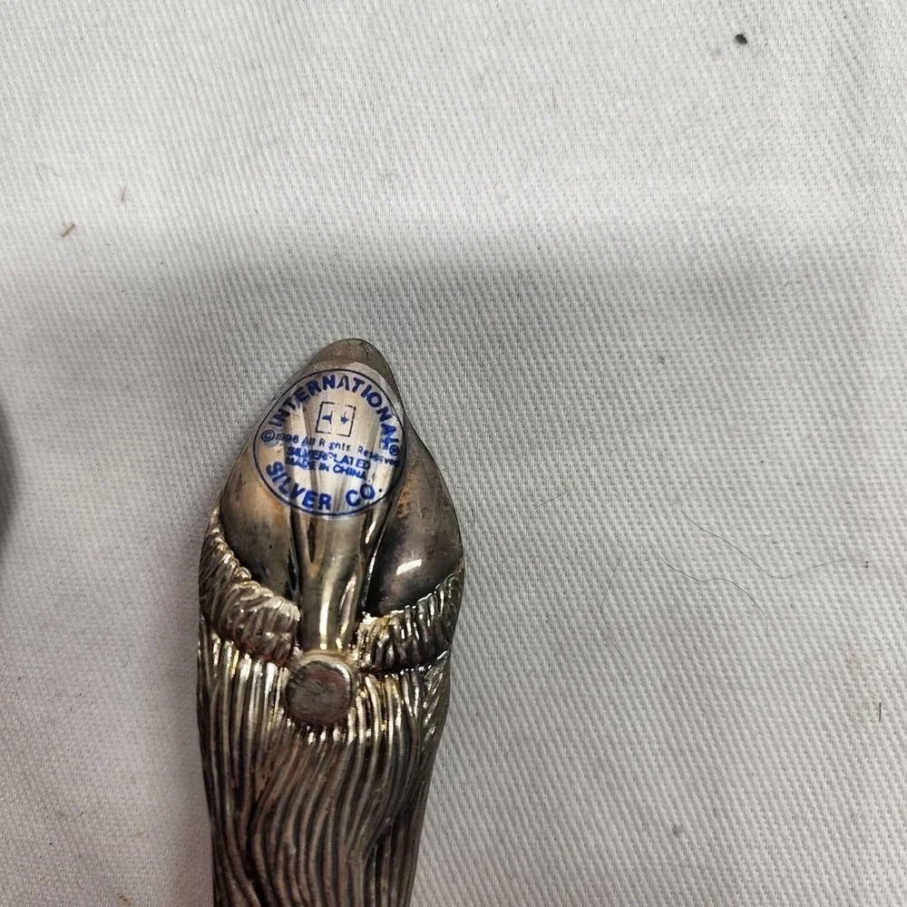 Sterling Silver Plated Santa Clause Serving Spoons Vintage